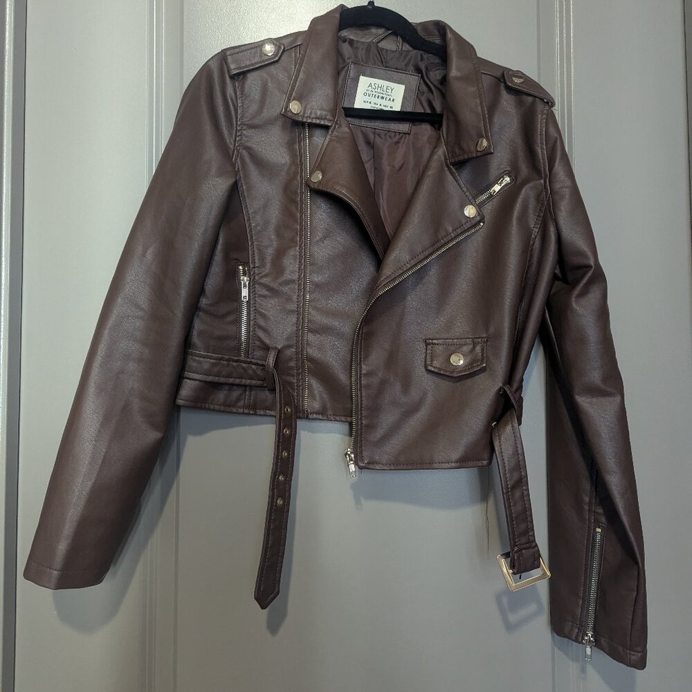 Ashley by 26 International Brown Cropped Leather Jacket